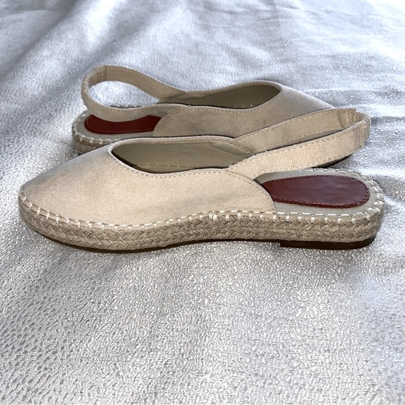 Straw Pointed Beige Tan Sandal Slip-On Shoes - Picture 3 of 7